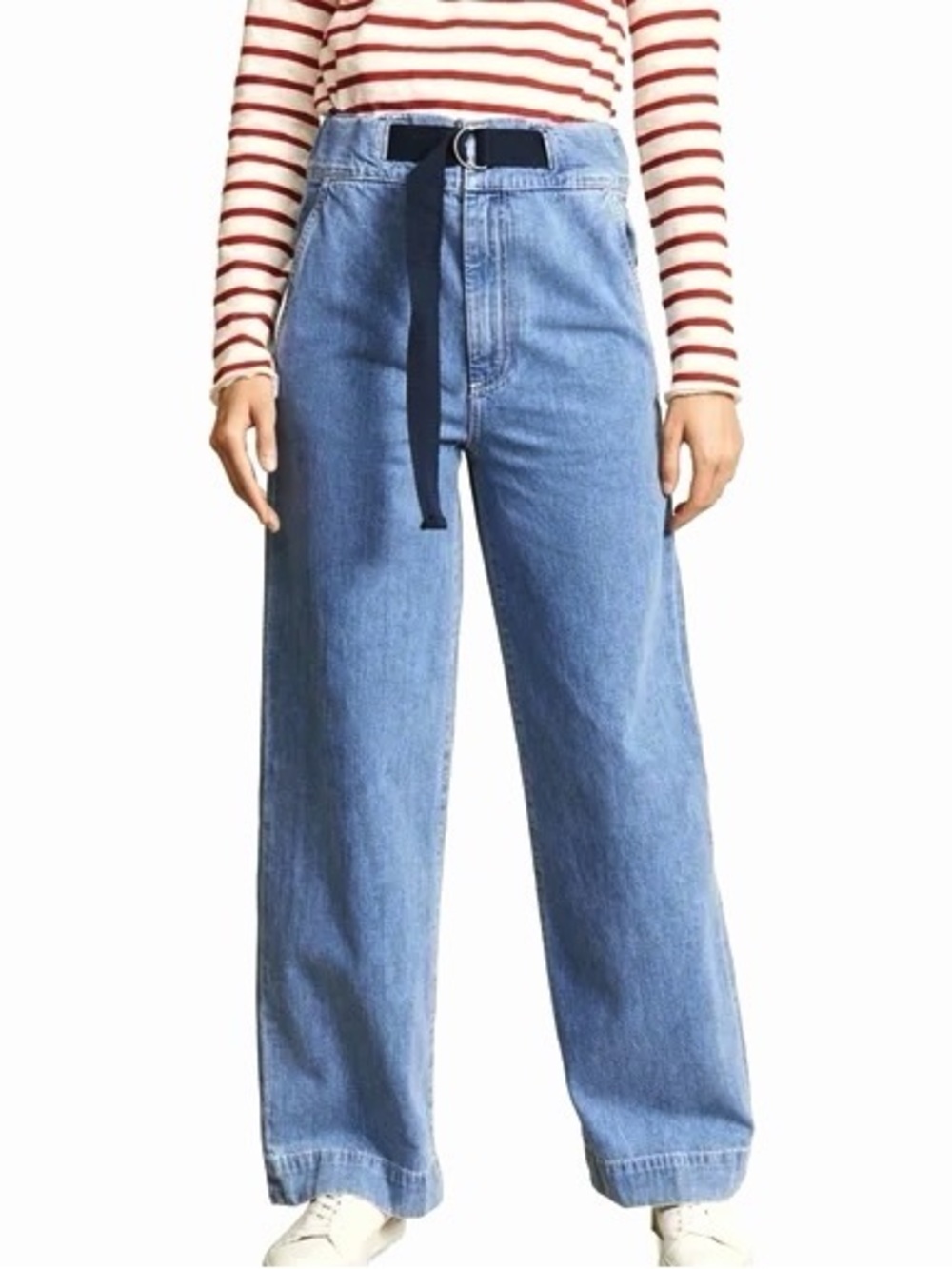 rag & bone wide leg high waist denim with belt in Crystal Wash - Picture 3 of 3